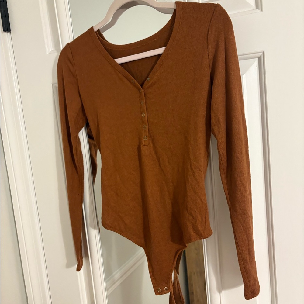 Brown Long Sleeve Bodysuit